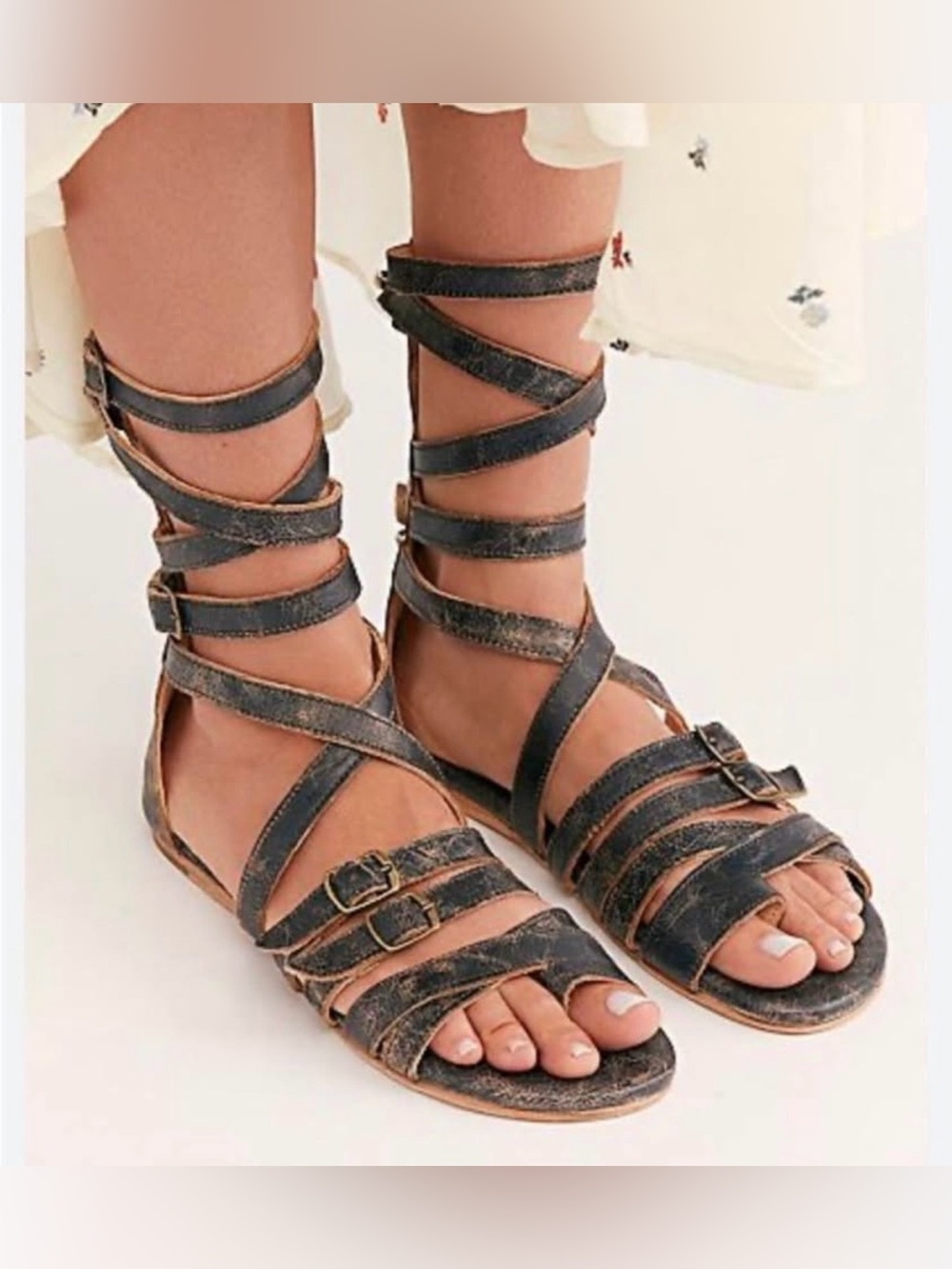 Bedstu Women's Strappy Gladiator Sandals - Black